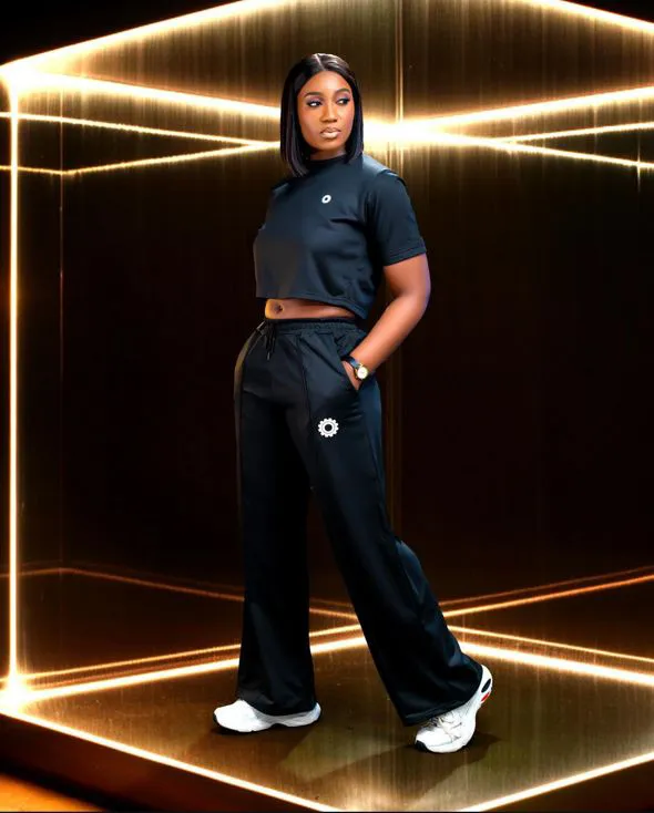 Noir Flux Cropped Tee and Flare Pants Set